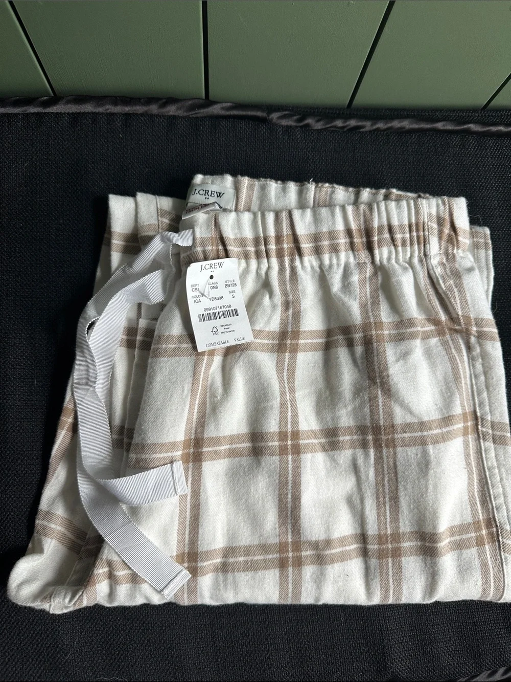 J. Crew Kids Plaid PJ in Cream and Tan
